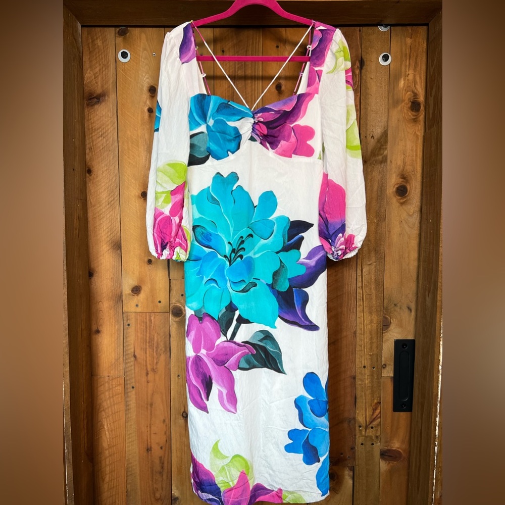 Meave by Anthropology colorful floral maxi long sleeve dress